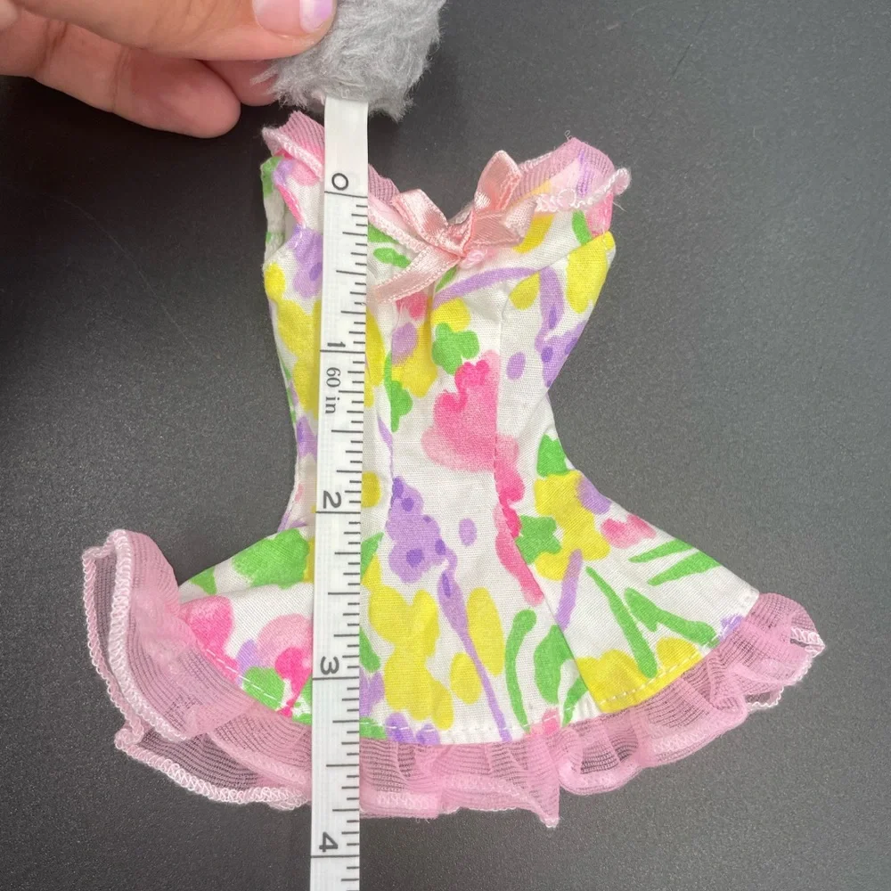Vintage Genuine Barbie white with flowers and pink trim dress